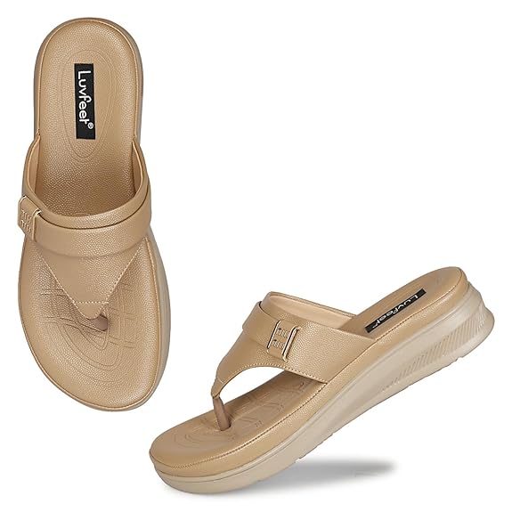 LUVFEET Women's Comfortable Memory Foam Thong Doctor Slippers/Fashionable Casual & Stylish| Lightweight & Breathable|Outdoor Synthetic Casual Chappals Sandals