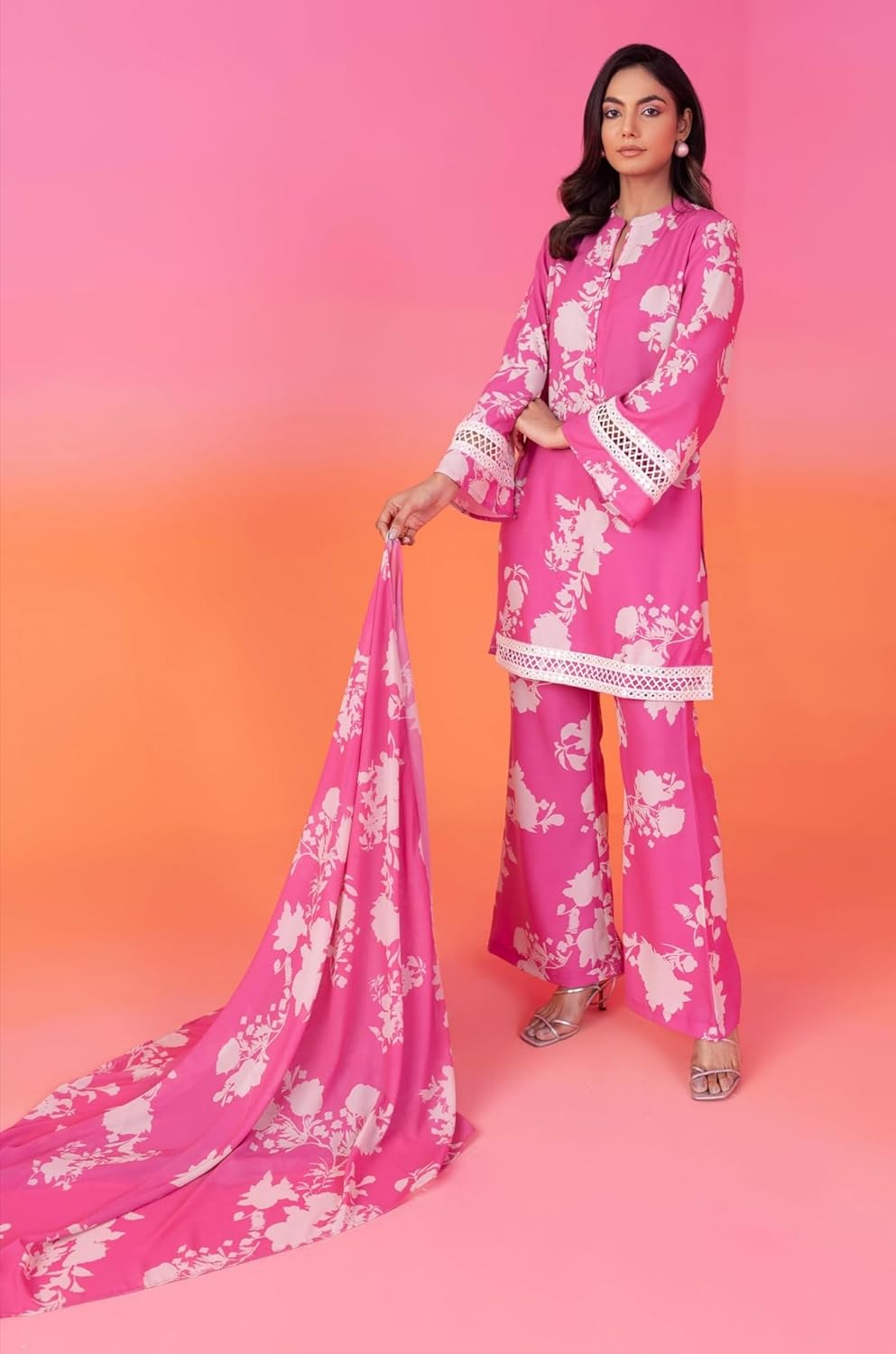 LookMark Women's Cotton Blend Printed Kurta with Pant & Dupatta| Kurta with Pants and Dupatta Set