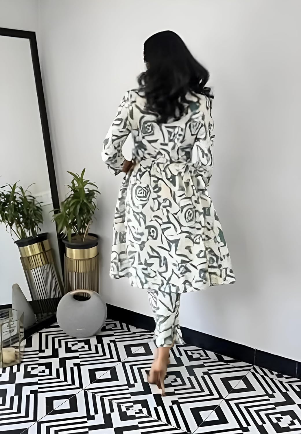 LookMark Women's Cotton Blend Trendy Regular Fit Solid Printed Kurti with Stright Bottom |Kurti Set for Women