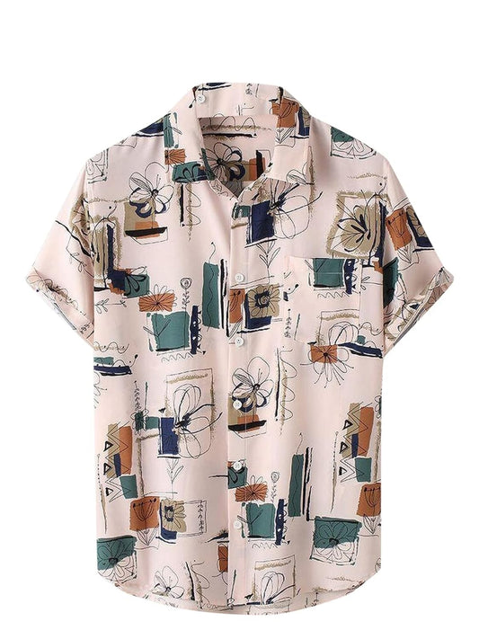 LookMark Men's Cotton Blend Stitched Solid Half Sleeve Slim Fit Shirt