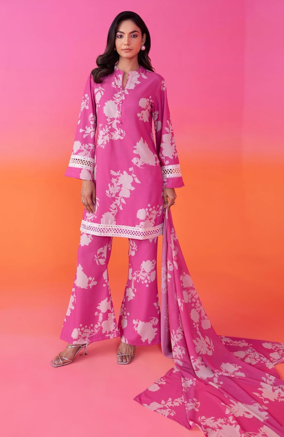 LookMark Women's Cotton Blend Printed Kurta with Pant & Dupatta| Kurta with Pants and Dupatta Set