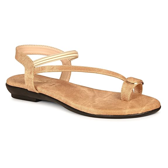 LUVFEET Flats Sandal Comfort Wear for Women's & Girl's I Ladies Stylish Comfortable Flat Sandals Back Strap for Casual & Office Wear