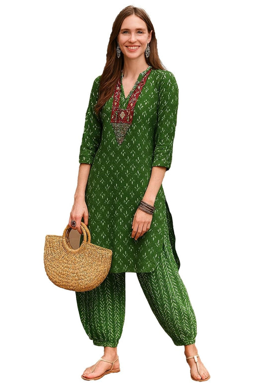 LookMark Women's Printed Cotton Blend Straight Kurta and Pant Set | Kurta Set for Women | Women Kurta | Women Kurta Sets Kurtis | Women Kurta Pant Set