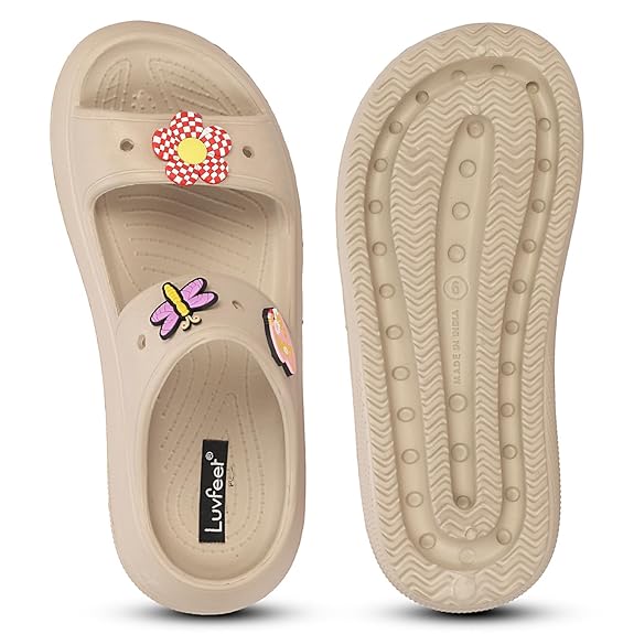 LUVFEET Double Strap Clog Sandals for Women | Cushioned Footwear |Comfortable & Lightweight | Waterproof Sandals for Women & Everyday Use
