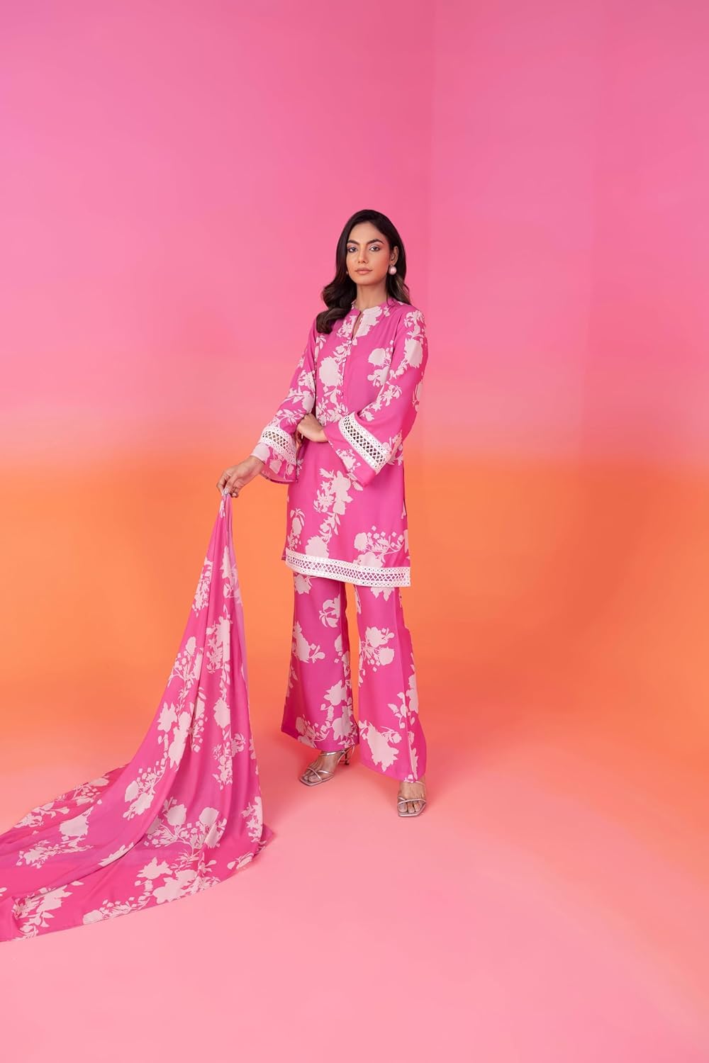 LookMark Women's Cotton Blend Floral Printed Kurta With Palazzo & Dupatta Suitable for Every Indian Occasion