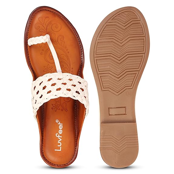 LUVFEET Women Stylish Kolhapuri Chappal, Ethnic Slippers & Flat Fashion Sandals Footwear