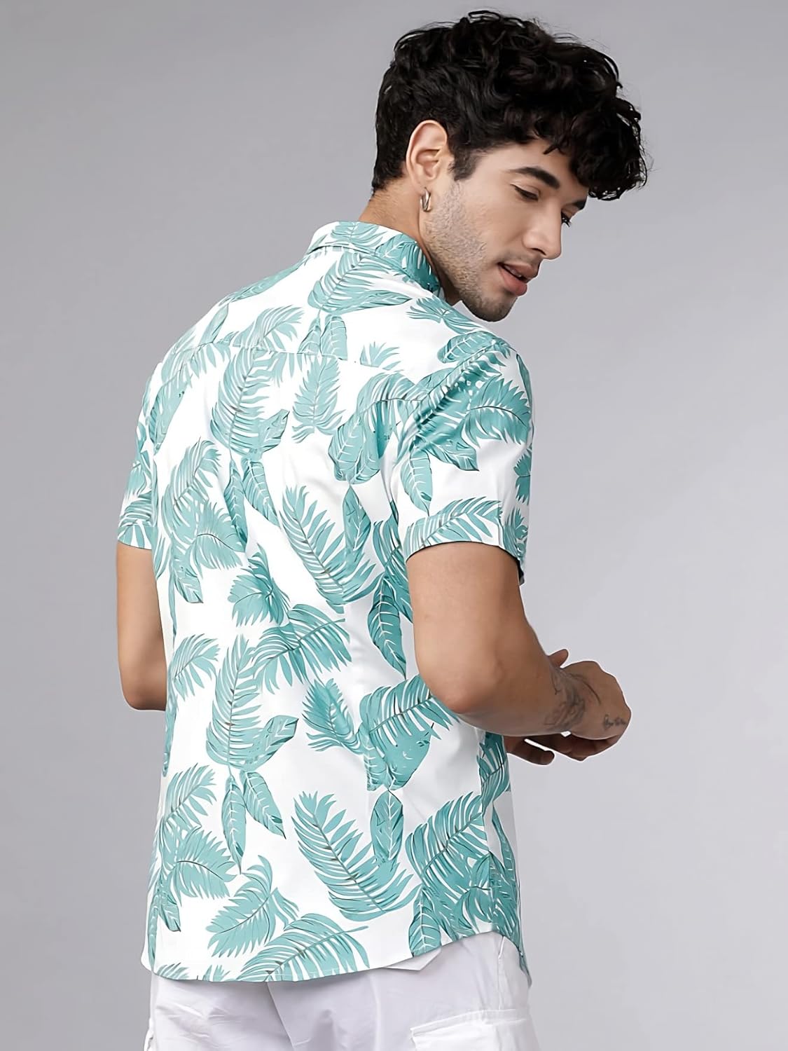 LookMark Men's Cotton Blend Stitched Solid Half Sleeve Slim Fit Shirt
