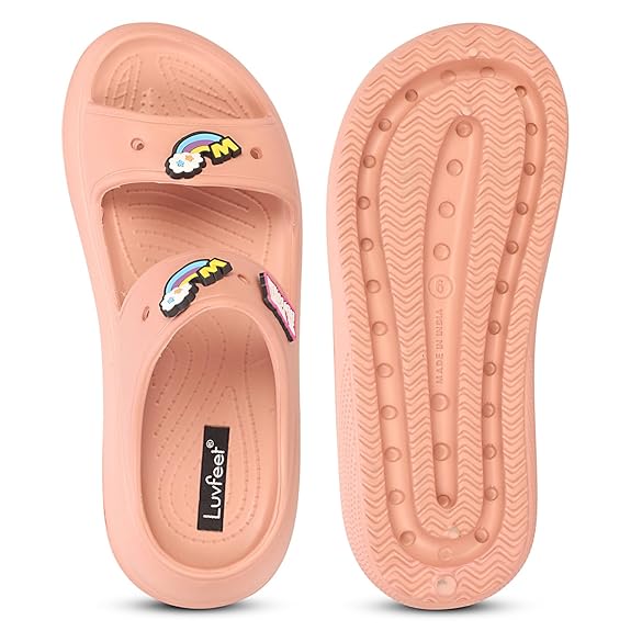 LUVFEET Double Strap Clog Sandals for Women | Cushioned Footwear |Comfortable & Lightweight | Waterproof Sandals for Women & Everyday Use