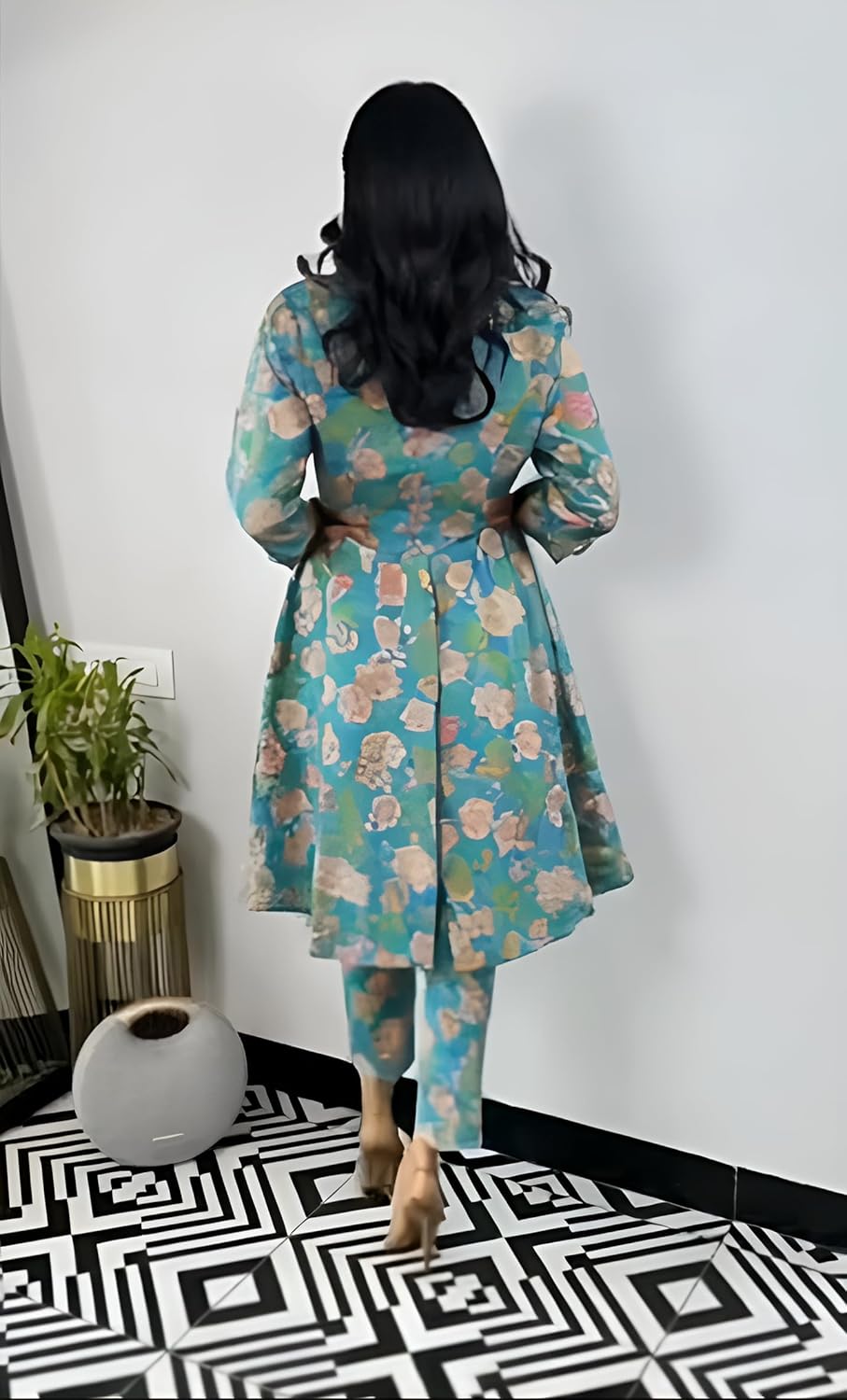 LookMark Women's Cotton Blend Trendy Regular Fit Solid Printed Kurti with Stright Bottom |Kurti Set for Women