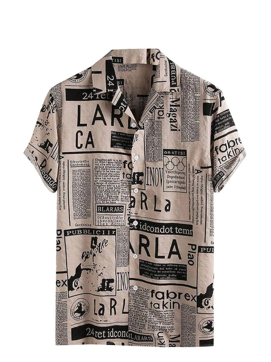 LookMark Men's Cotton Blend Stitched Printed Half Sleeve Regular Fit Shirt