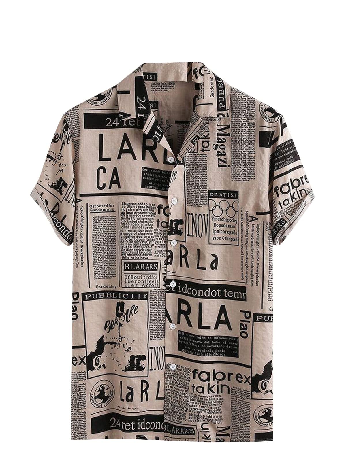 LookMark Men's Cotton Blend Stitched Printed Half Sleeve Regular Fit Shirt