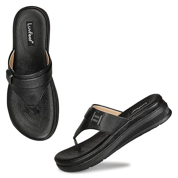 LUVFEET Women's Comfortable Memory Foam Thong Doctor Slippers/Fashionable Casual & Stylish| Lightweight & Breathable|Outdoor Synthetic Casual Chappals Sandals