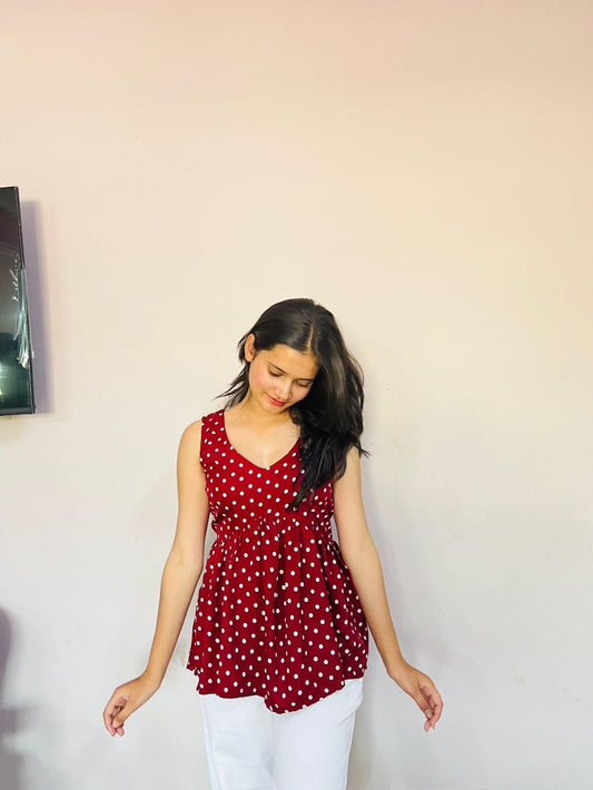 Cherry Dots Peplum Top