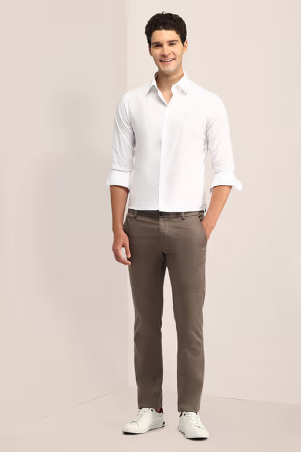 U.S. POLO ASSN. Men Tailored Fit Solid Spread Collar Casual Shirt