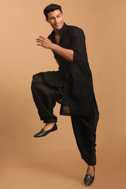 VASTRAMAY Men Georgette Kurta Pyjama Dupatta Set