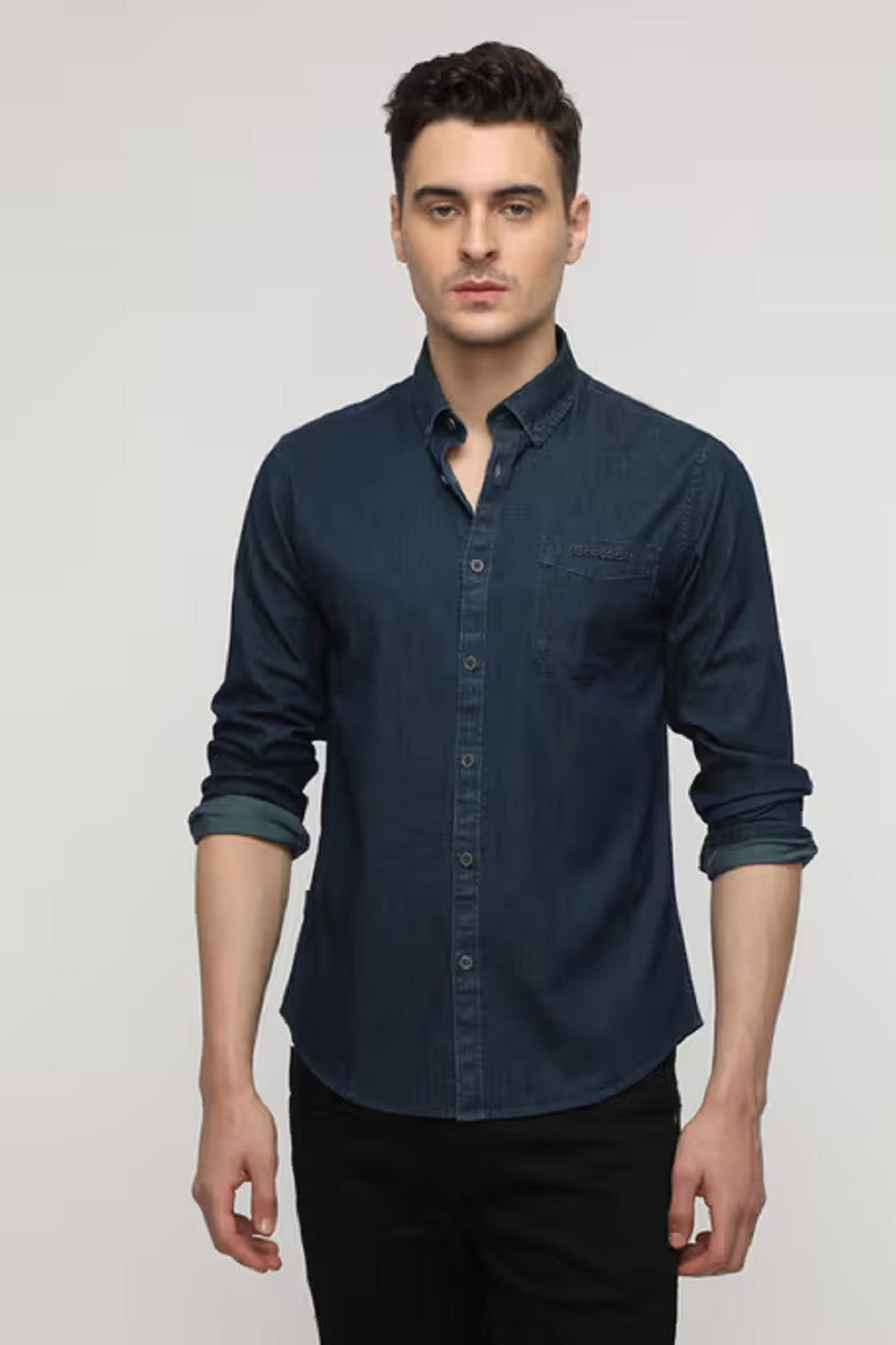 Denim Shirt with Patch Pocket