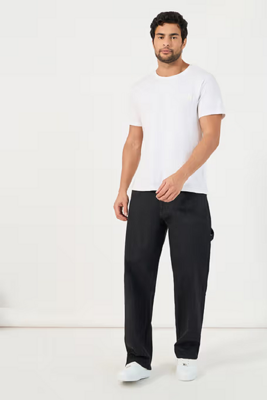 Men Solid Black Carpenter Fit Jeans