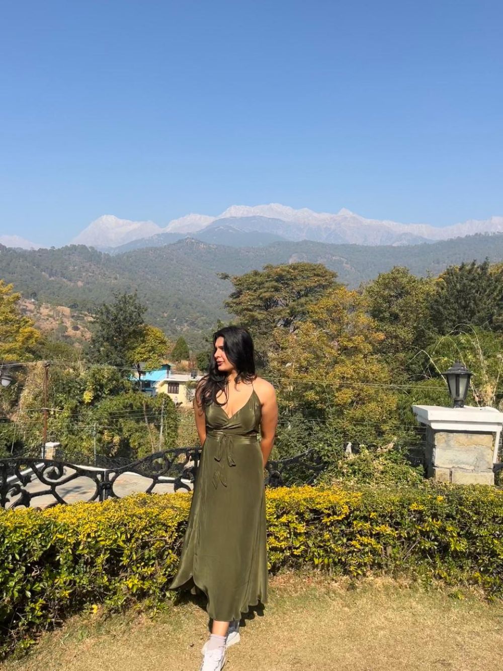 Olive Trail Wrap Dress