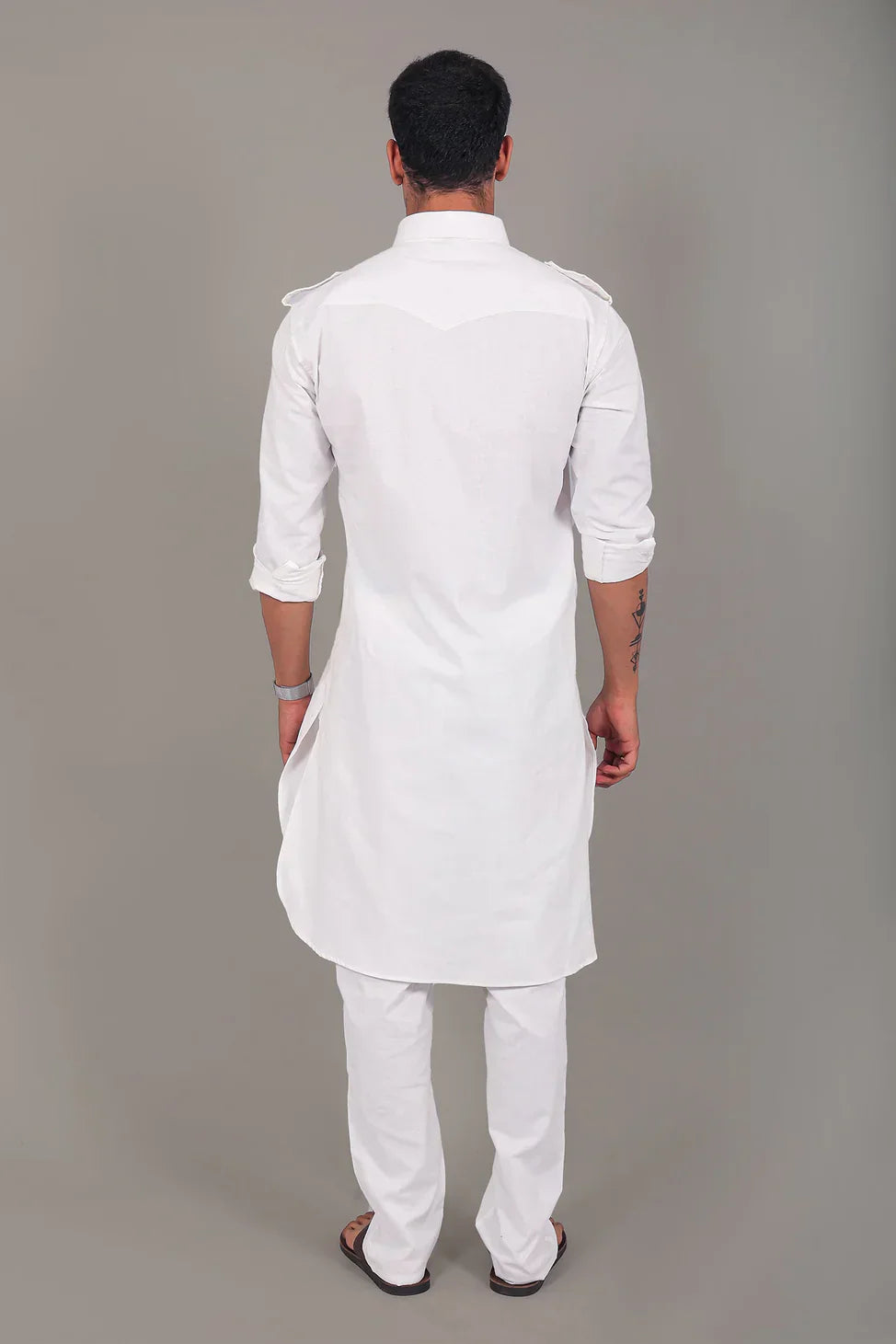 Pathani White Color Kurta With Trouser Pant
