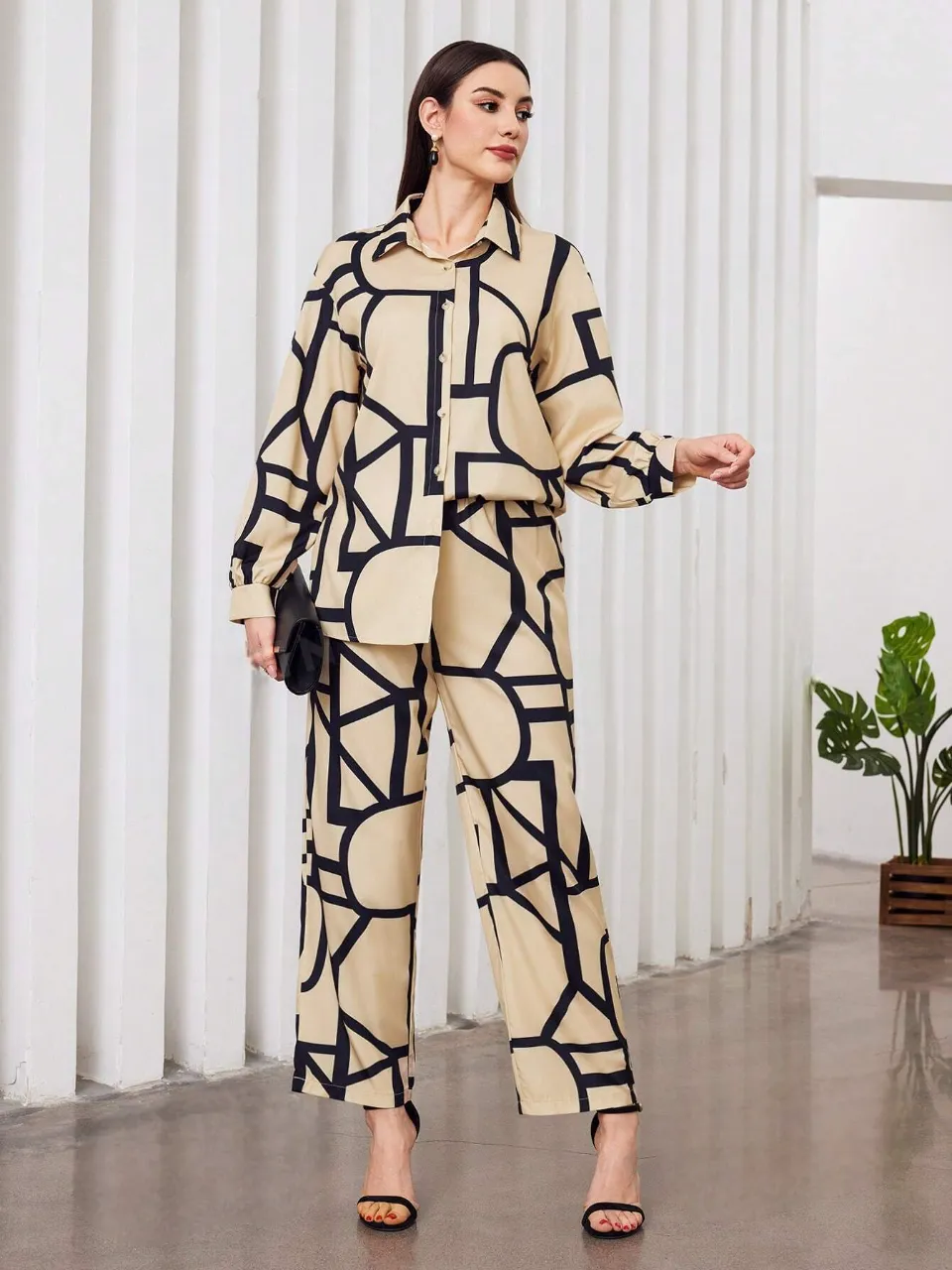 WesternStitch Women's Cotton Floral Printed Shirt Collar Tunic with Trousers Co-Ord Set/Cotton Cord Set for Women WesternStitch