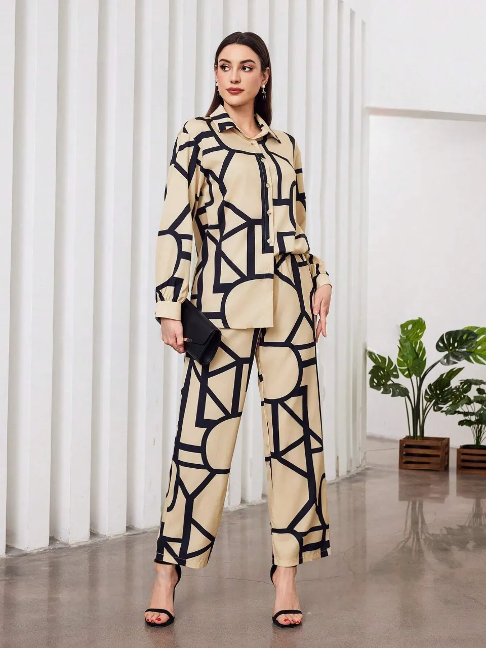 WesternStitch Women's Cotton Floral Printed Shirt Collar Tunic with Trousers Co-Ord Set/Cotton Cord Set for Women WesternStitch