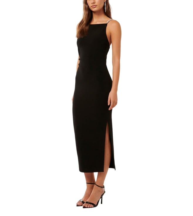 Black Andrea Embellished Regular Fit Midi Dress