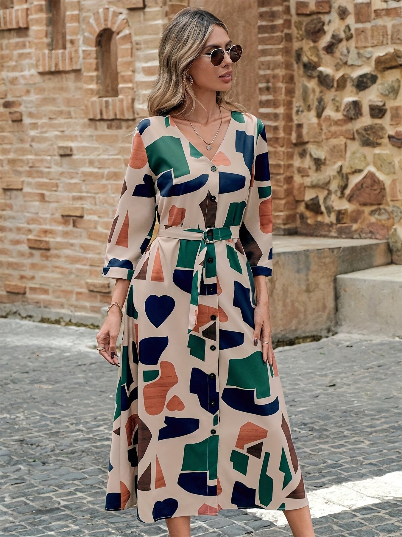 WesternStitch Geo Print Belted Dress WesternStitch