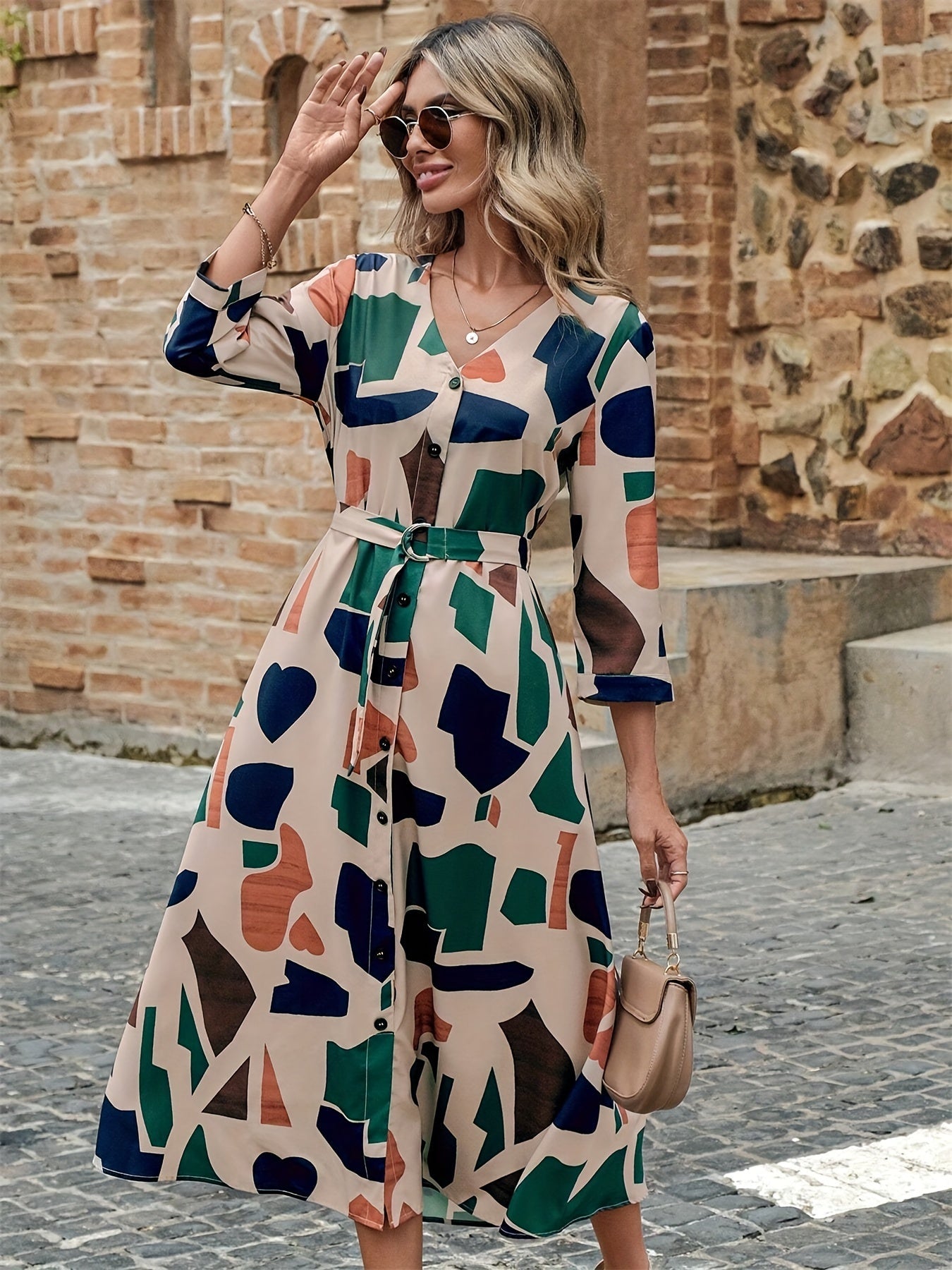WesternStitch Geo Print Belted Dress WesternStitch