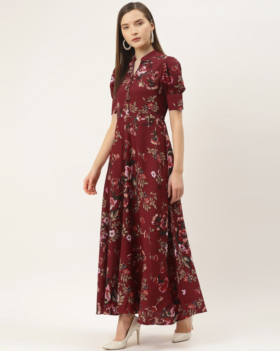 WesternStitch Crepe Floral Printed Full Length Fit & Flared Western Maxi Dress WesternStitch