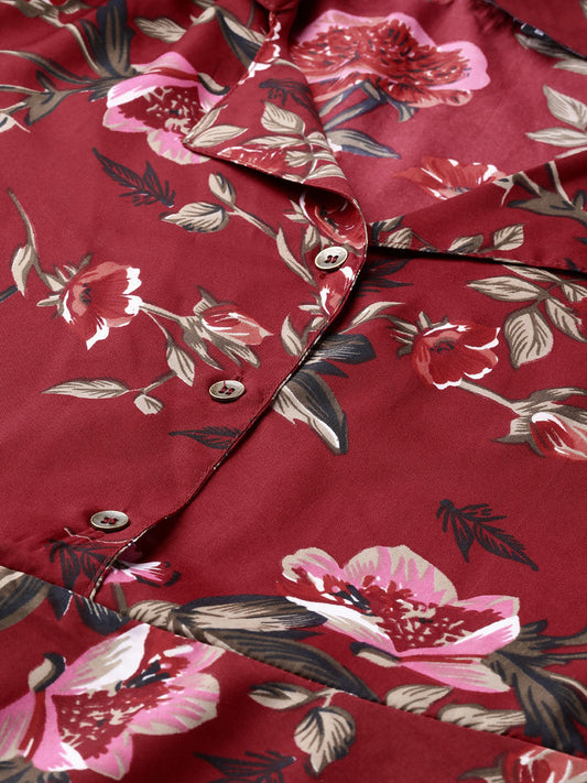 WesternStitch Crepe Floral Printed Full Length Fit & Flared Western Maxi Dress WesternStitch