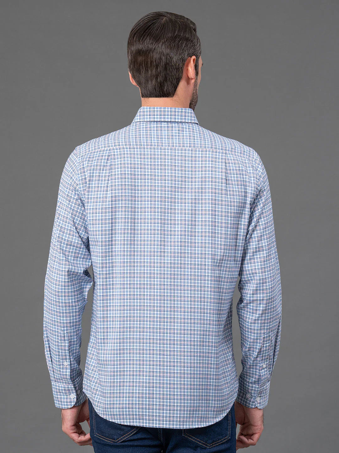 Steel Blue Checked Shirt for Men