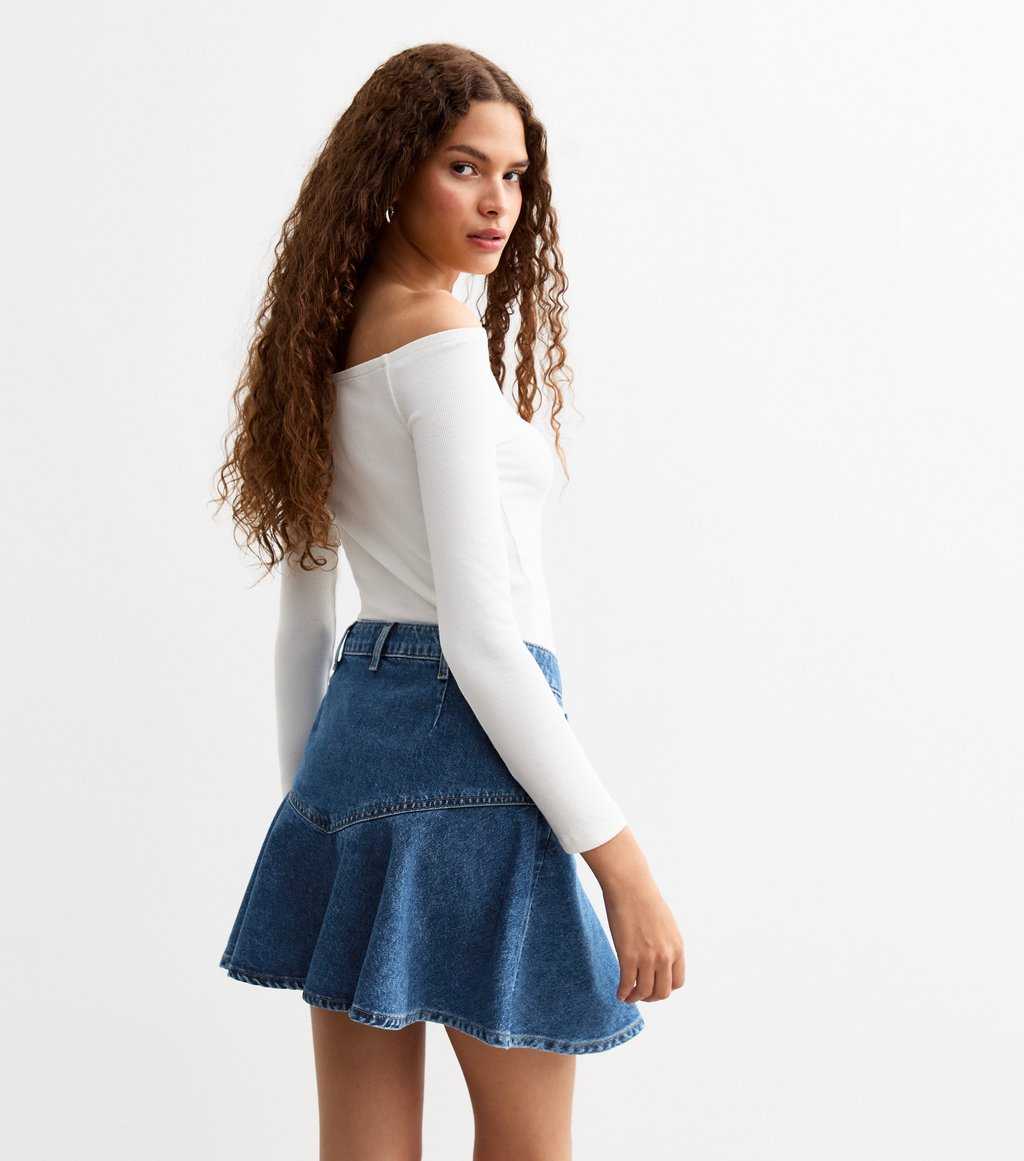 Blue Denim Peplum Skirt