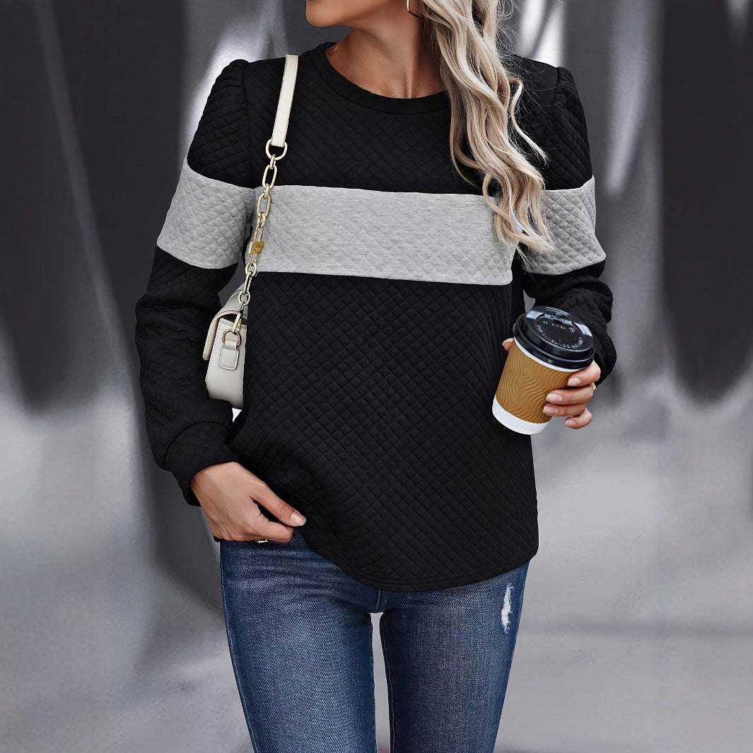 Round Neck Long Sleeve Texture Hoodie