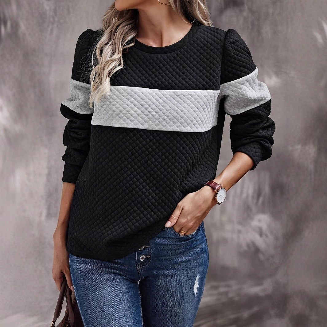 Round Neck Long Sleeve Texture Hoodie