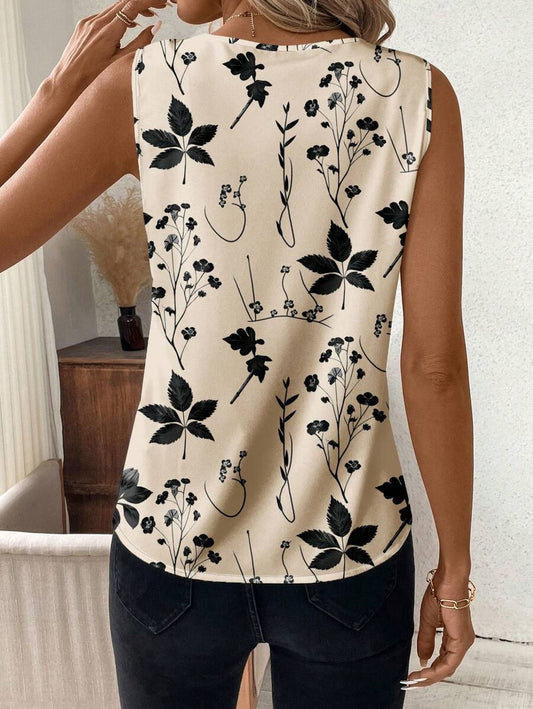 WesternStitchPrint Rolled-Up Short Sleeves Round Neckline Relaxed Fit Top For Women & Girls
