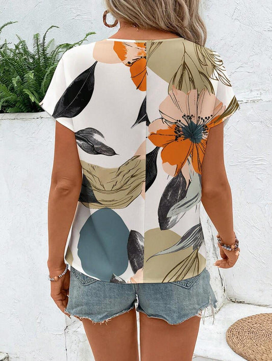 🌸 Vibrant Floral Printed Casual Top 🌼 WesternStitch