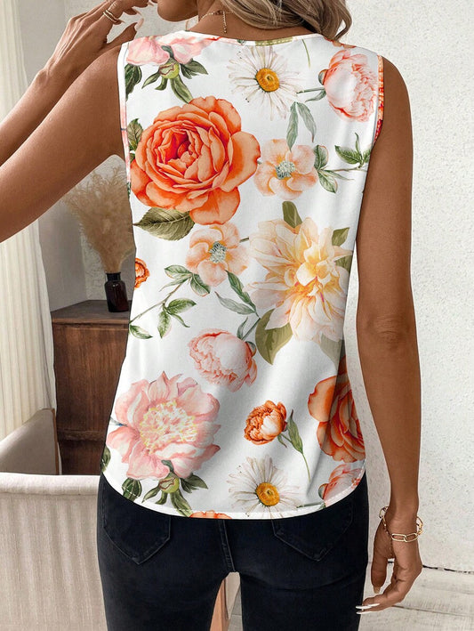 WesternStitch Abstract Stripe Print Rolled-Up Short Sleeves Round Neckline Relaxed Fit Top For Women & Girls