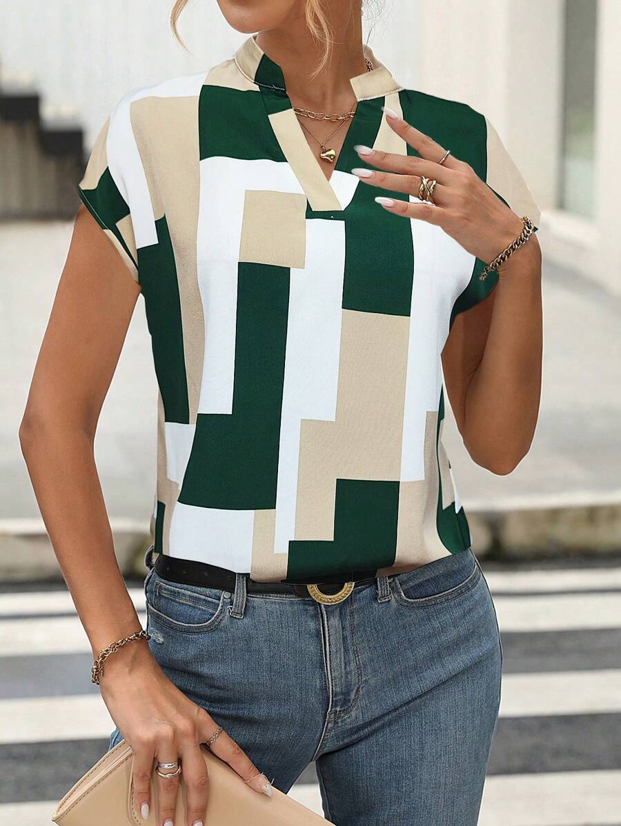π§© Modern Maze Geometric V-Neck Shirt β Bold Blocks, Clean Lines WesternStitch