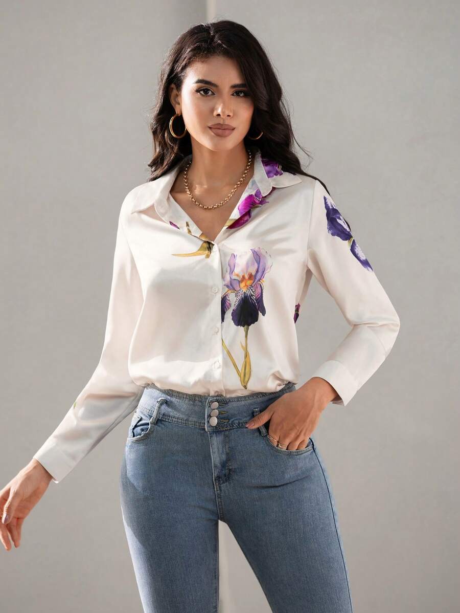 WesternStitch Floral Print Twist Front Shirt WesternStitch