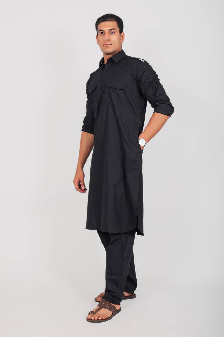 Bluesaanchi pathani black color kurta with trouser pant