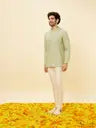 Men Self Design Cotton Blend Straight Kurta