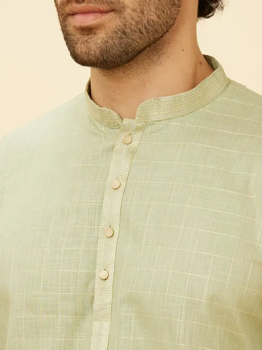 Men Self Design Cotton Blend Straight Kurta