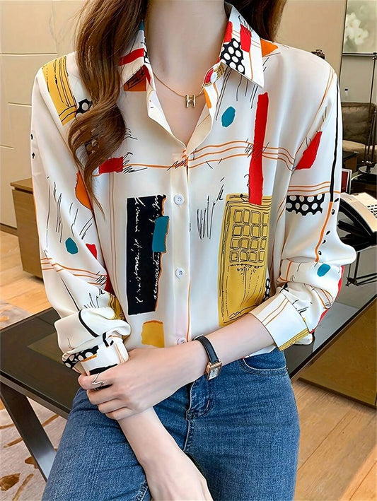Stylish Abstract Print Rayon Shirt for Women WesternStitch
