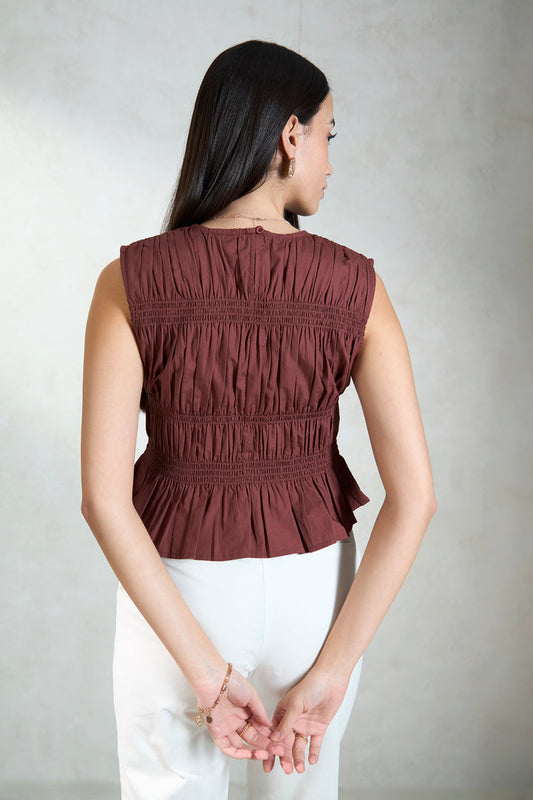 Womens Comfy Cotton Smocking Top