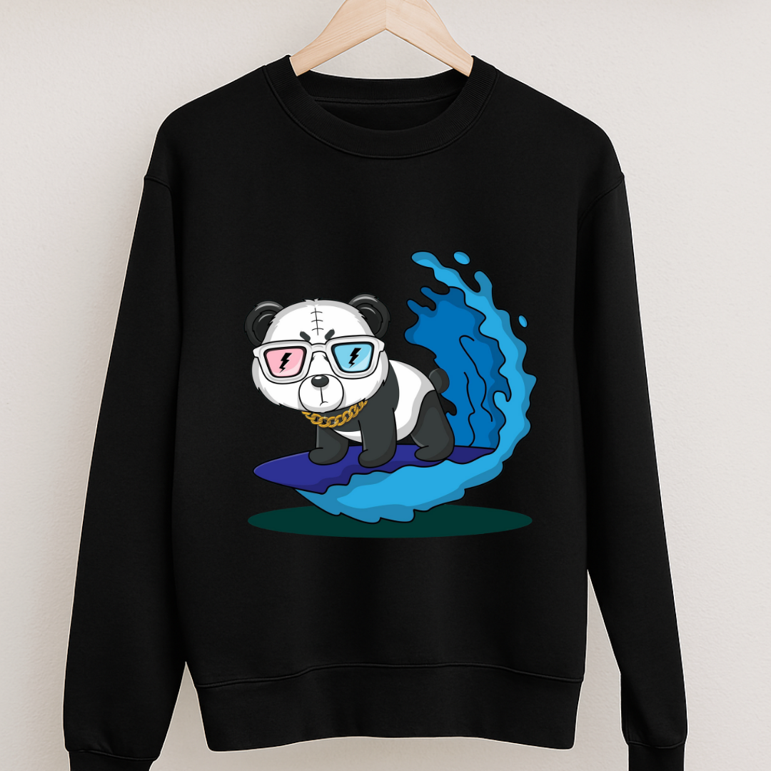 Panda  Swimming Sweatshirt Black