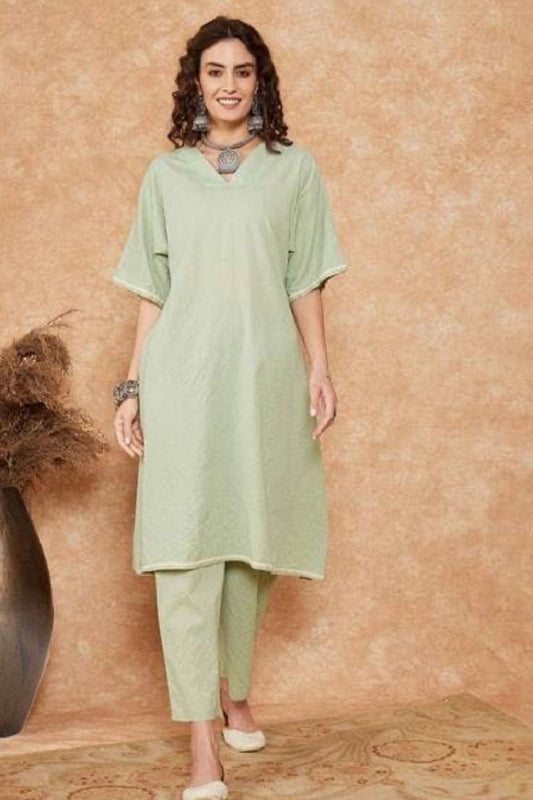 Women One-Shoulder Neck Straight Kurta Pants Set