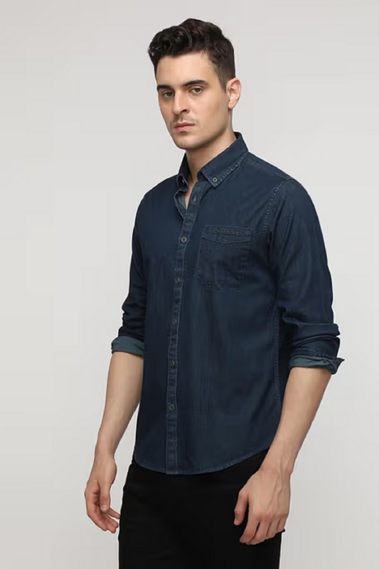 Denim Shirt with Patch Pocket