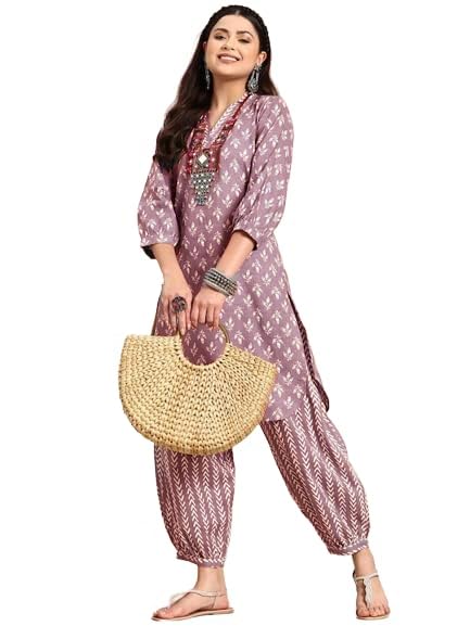 LookMark Women's Cotton Blend Printed Kurta Set