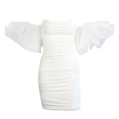 Bodycon Dress for Women, Puff Sleeve Mesh Cocktail Dresses