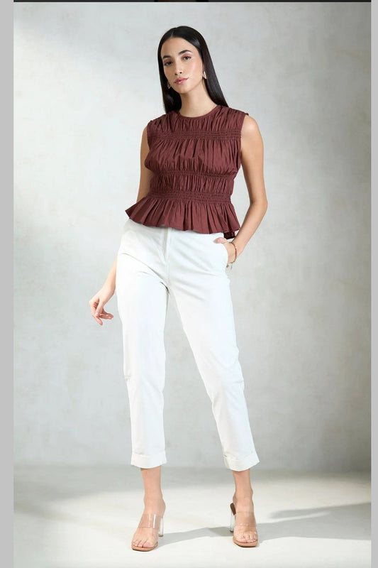 Womens Comfy Cotton Smocking Top